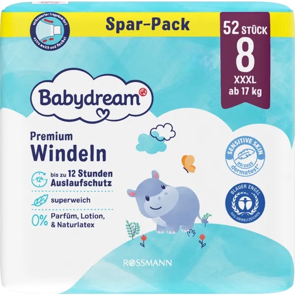 Premium Windel Größe 8 Junior 17+ kg